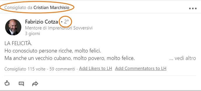 collegamento sul newsfeed linkedin